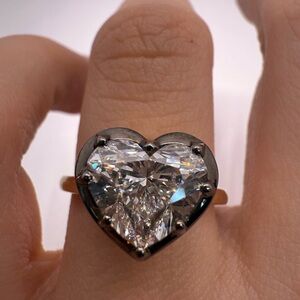 3.01 carat E VVS2 heart Georgian style solitaire engagement ring